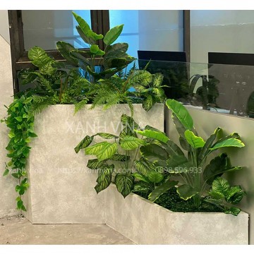 Thi công bục cây giả trang trí không gian văn phòng